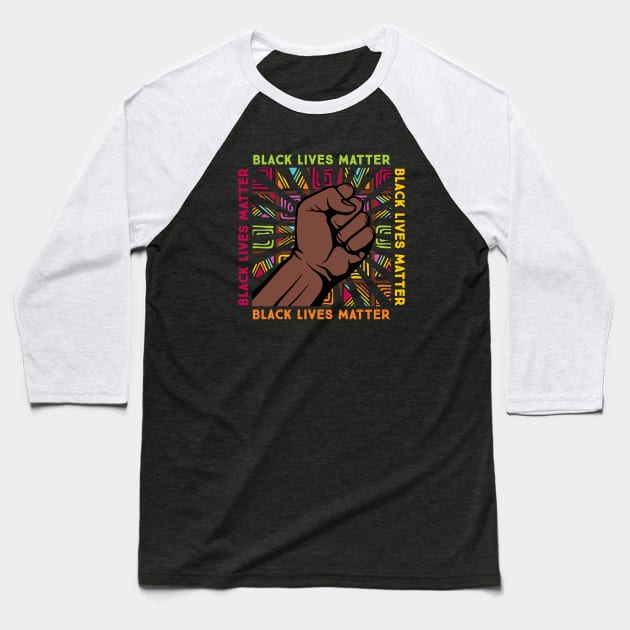 90s Hip Hop Music Black Pride Fist Melanin 90s Throwback BLM Black Pride Baseball T-Shirt by teemaniac